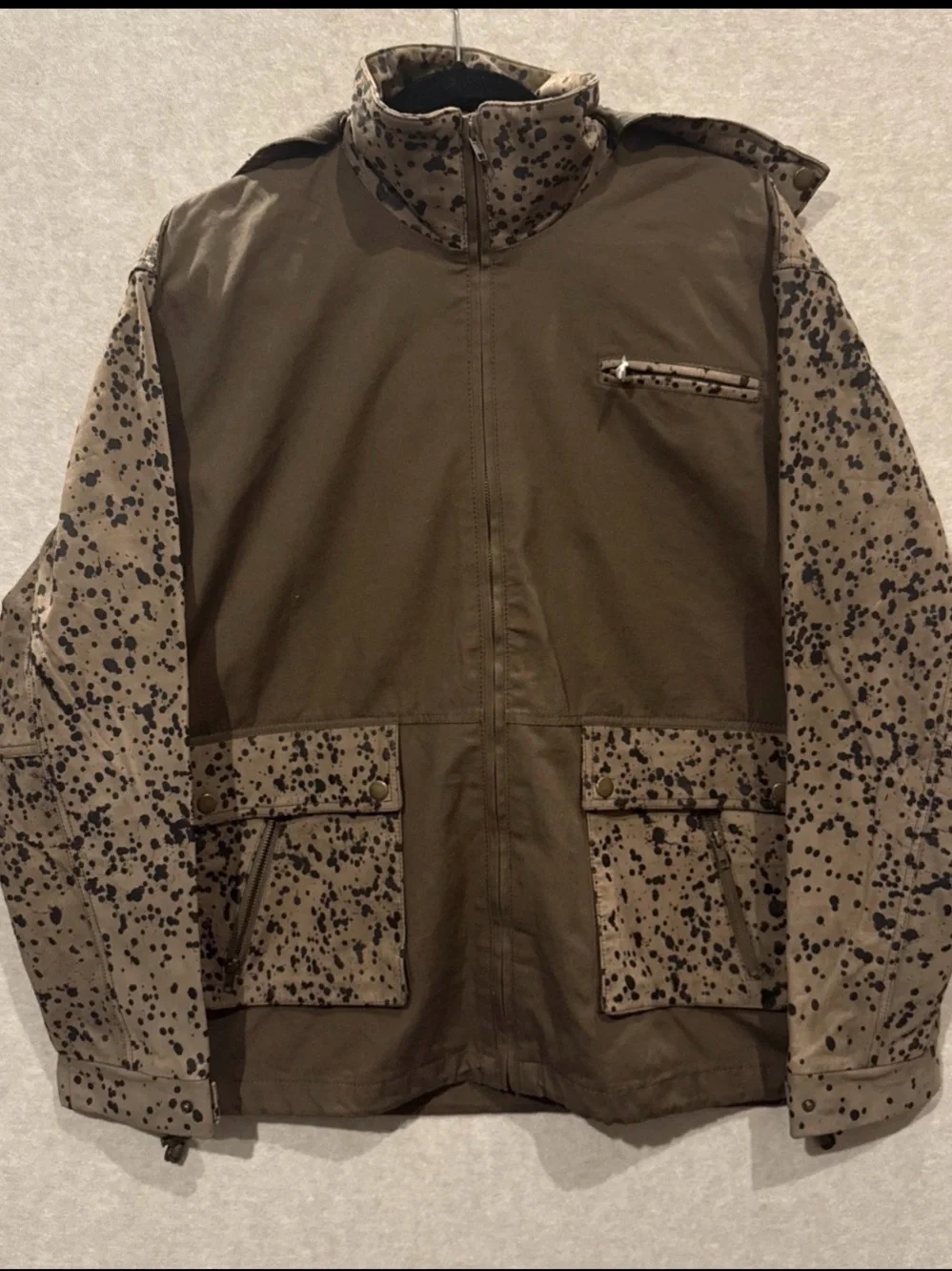 Loro Piana Olive and Tan Speckled-Sleeve Field Jacket
